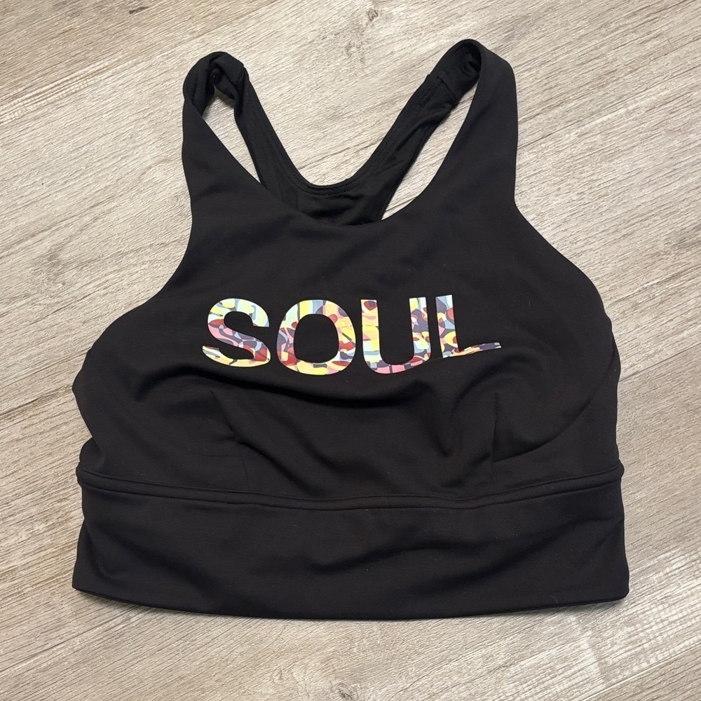 lululemon athletica Black Sports Bra with Multicolor Lettering - Picture 3 of 4